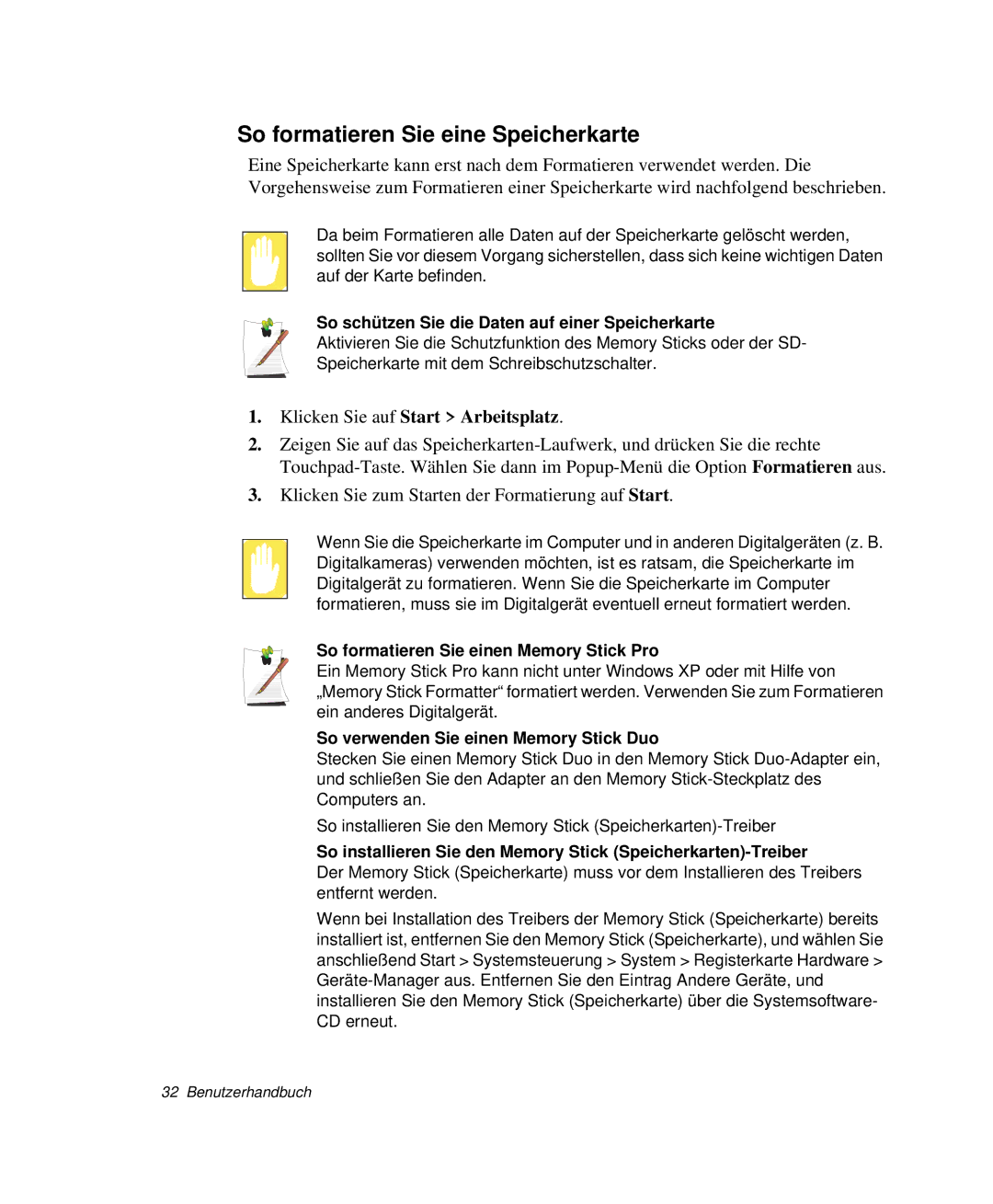 Samsung NP-Q30TY02/SEG manual So formatieren Sie eine Speicherkarte, So schützen Sie die Daten auf einer Speicherkarte 