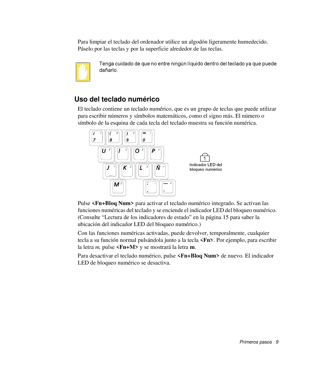 Samsung NP-Q30T001/SES, NP-Q30TY02/SES, NP-Q30CY01/SES, NP-Q30C002/SES, NP-Q30TY01/SEP manual Uso del teclado numérico 