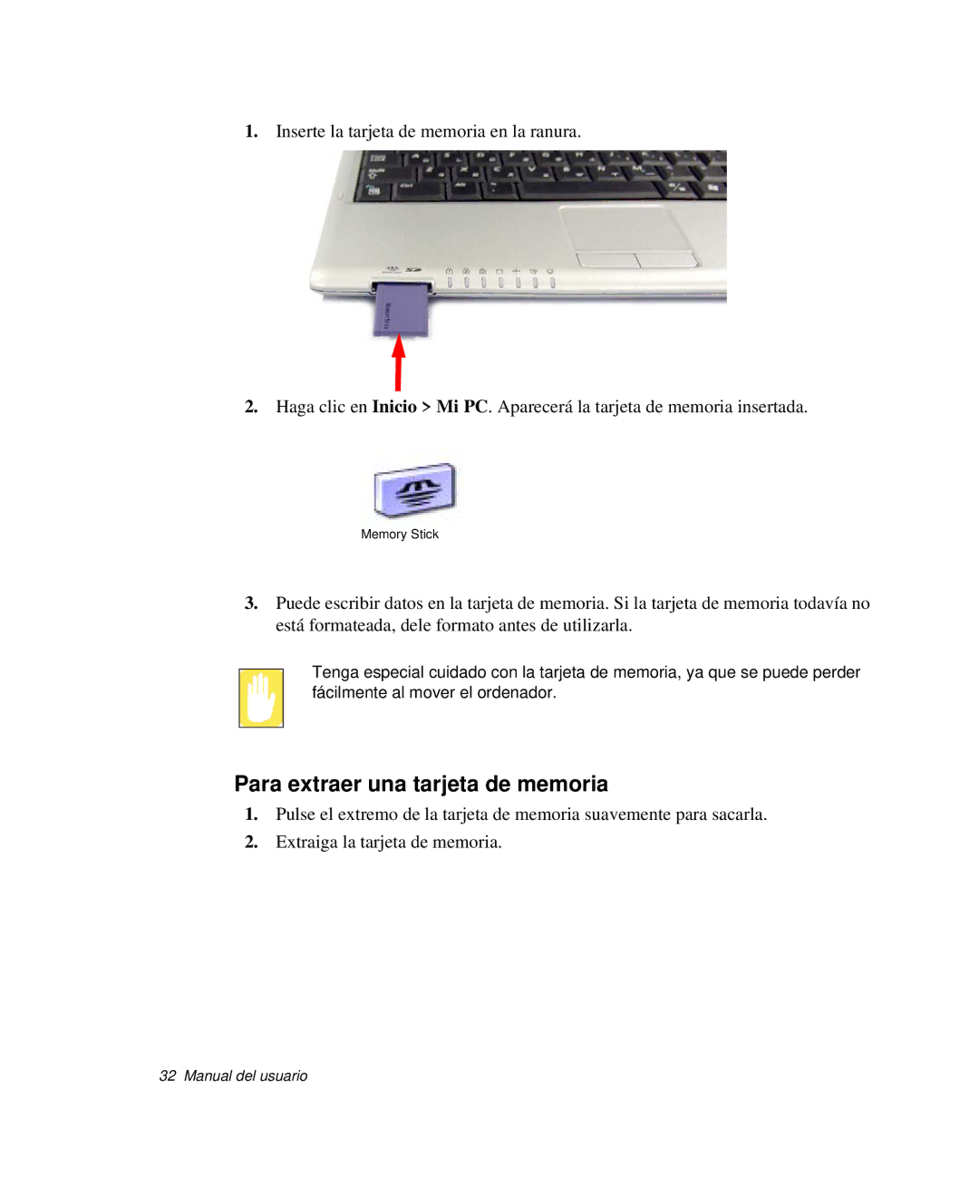 Samsung NP-Q30T004/SES, NP-Q30TY02/SES, NP-Q30T001/SES, NP-Q30CY01/SES, NP-Q30C002/SES Para extraer una tarjeta de memoria 