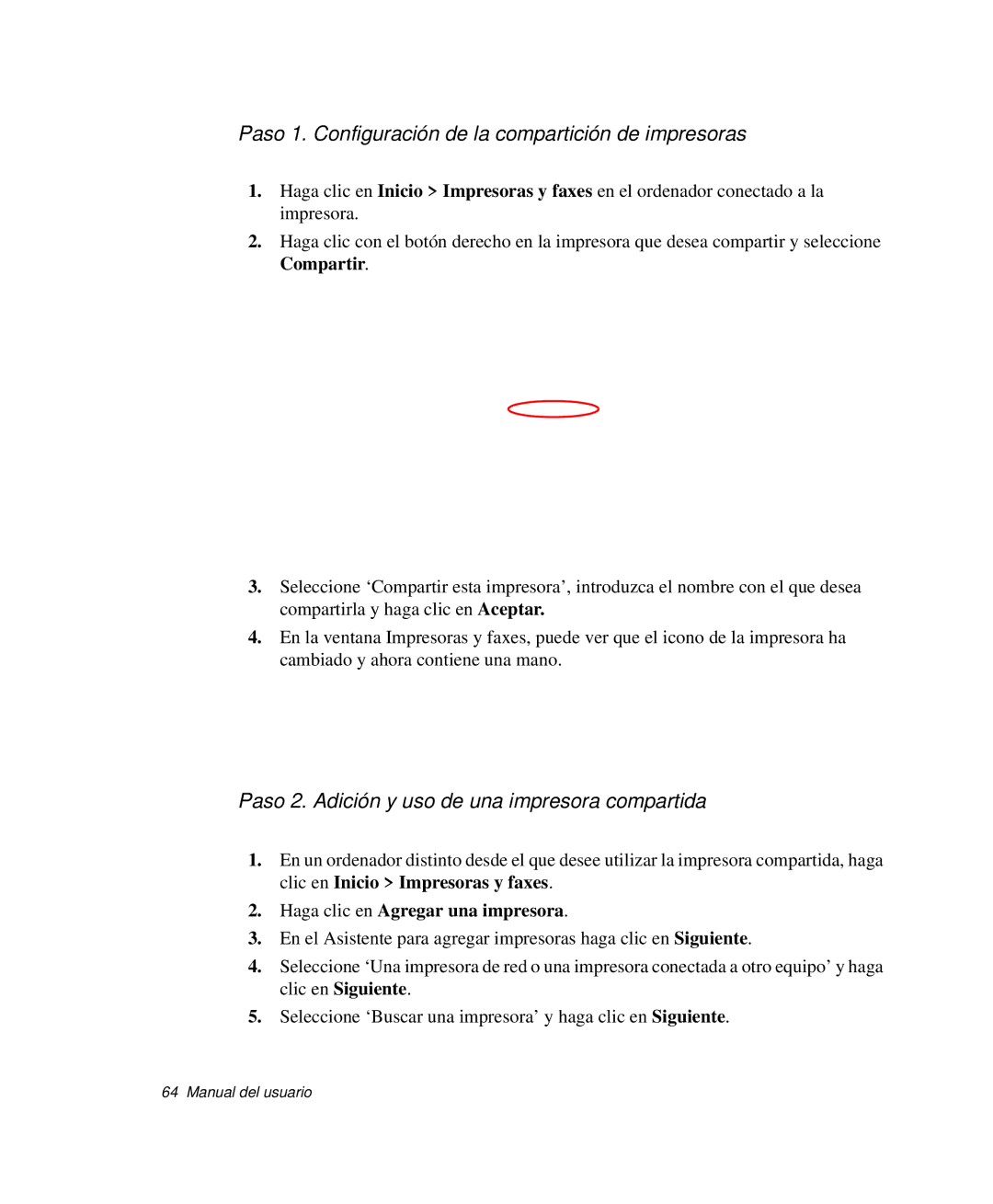 Samsung NP-Q30CY02/SES manual Paso 1. Configuración de la compartición de impresoras, Haga clic en Agregar una impresora 