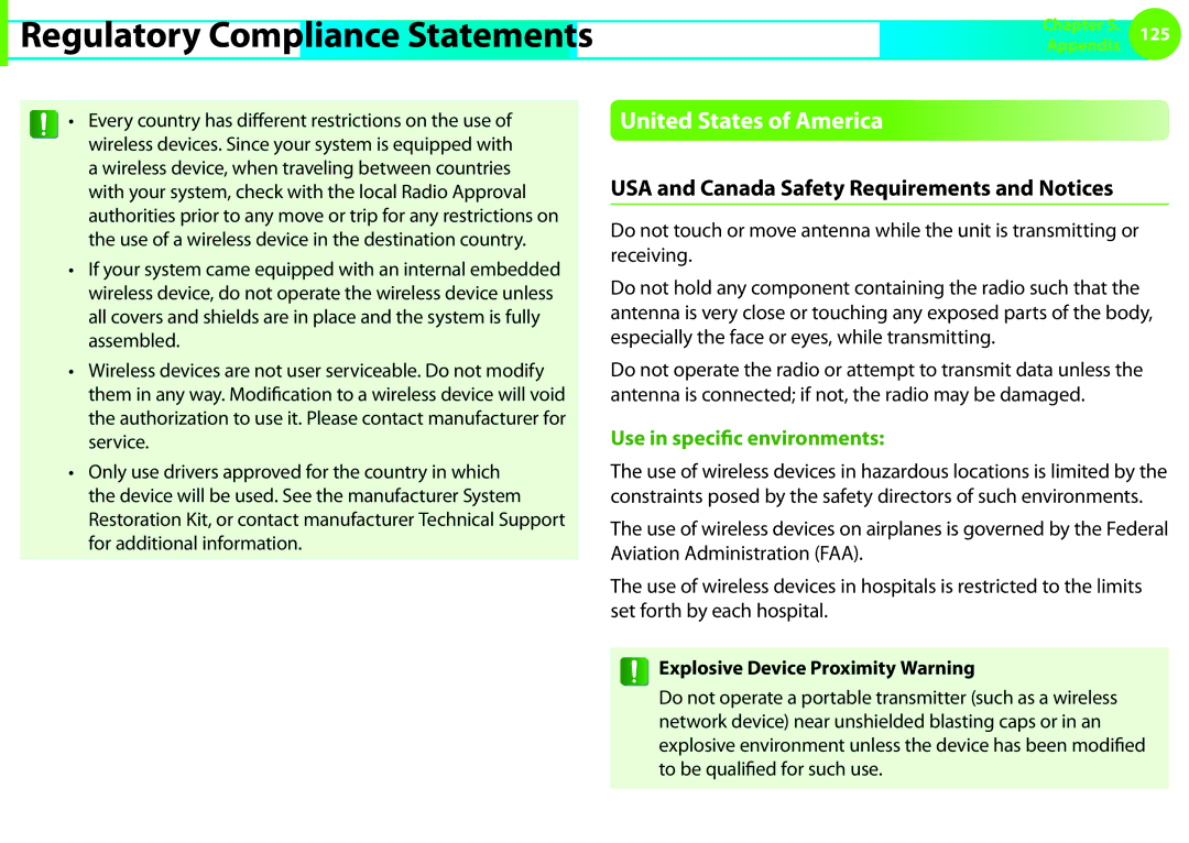 Samsung NP-Q530-JT03SE, NP-Q330-JS01DE manual United States of America, USA and Canada Safety Requirements and Notices 