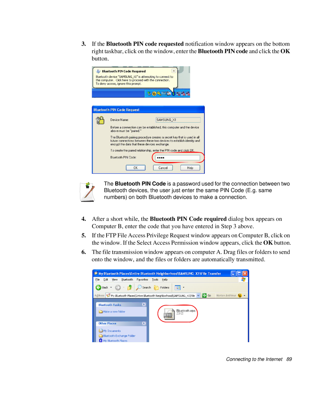 Samsung NP-Q35-BT1/SEK, NP-Q35BC01/SEK, NP-Q35C000/SEB manual Connecting to the Internet 