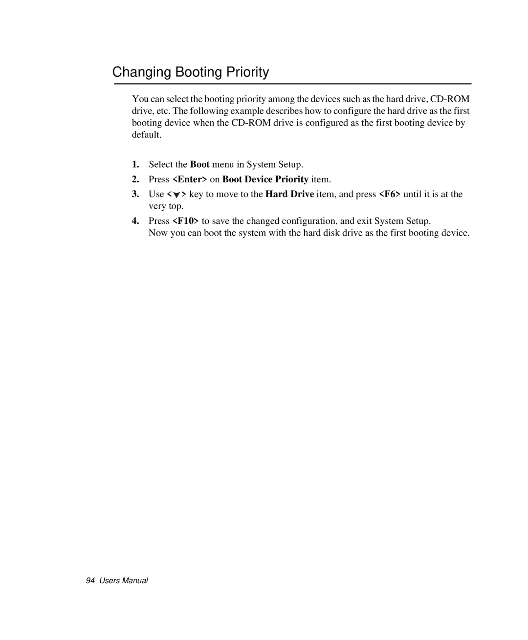 Samsung NP-Q35C000/SEB, NP-Q35-BT1/SEK, NP-Q35BC01/SEK Changing Booting Priority, Press Enter on Boot Device Priority item 