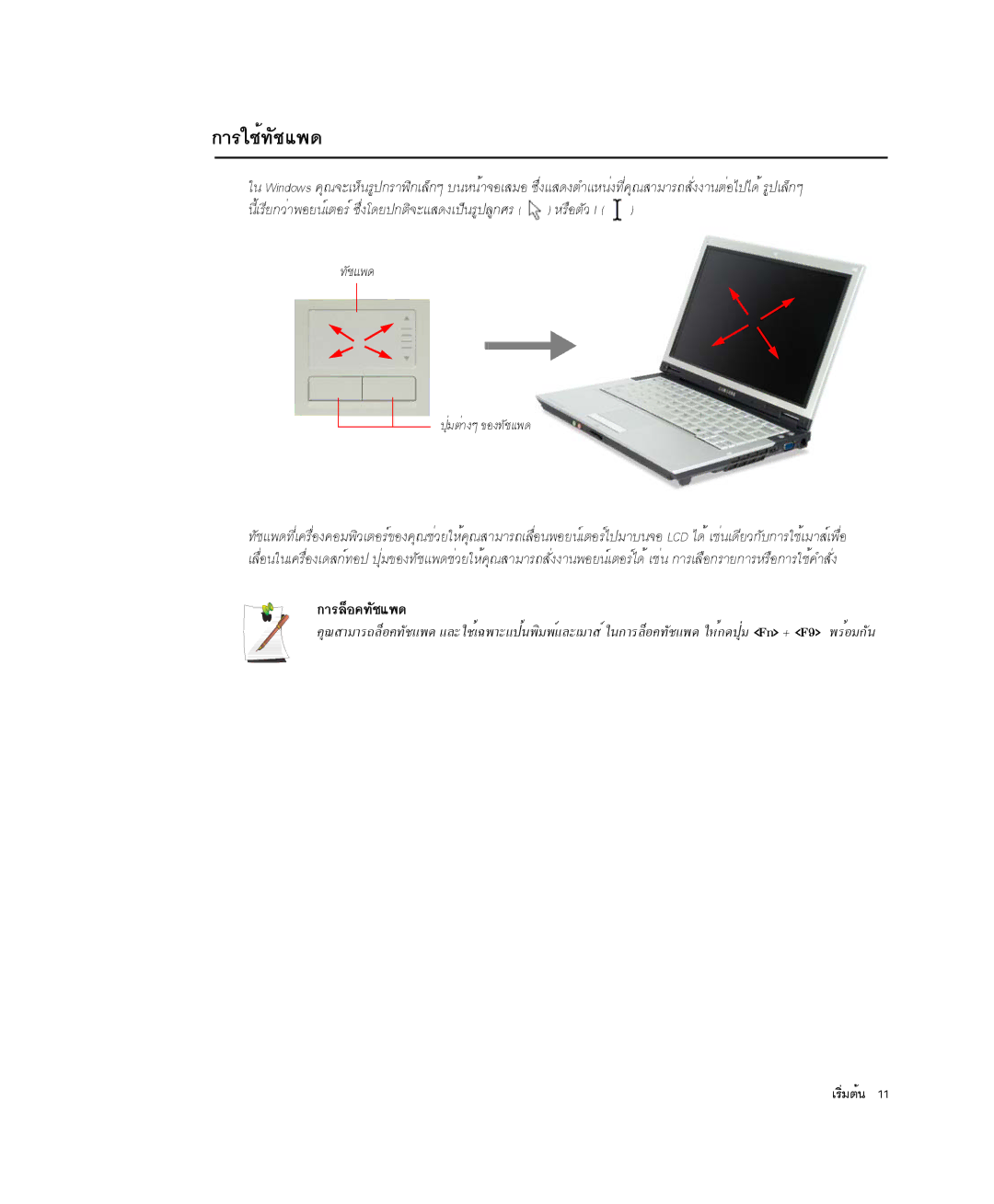 Samsung NP-Q35-BT1/SEK manual ¡ÒÃãªé·Ñªá¾´, ¹ÕéàÃÕÂ¡ÇèÒ¾ÍÂ¹ìàμÍÃì«Öè§â´Â»¡μ¨ÐáÊ´§à»ç¹ÃÙ»ÅÙ¡ÈÃÔ ËÃ×ÍμÑÇ, ¡ÒÃÅçÍ¤·Ñªá¾´ 