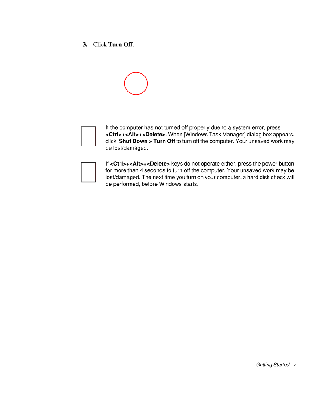 Samsung NP-Q35C000/SEB, NP-Q35-BT1/SEK, NP-Q35BC01/SEK manual Click Turn Off 