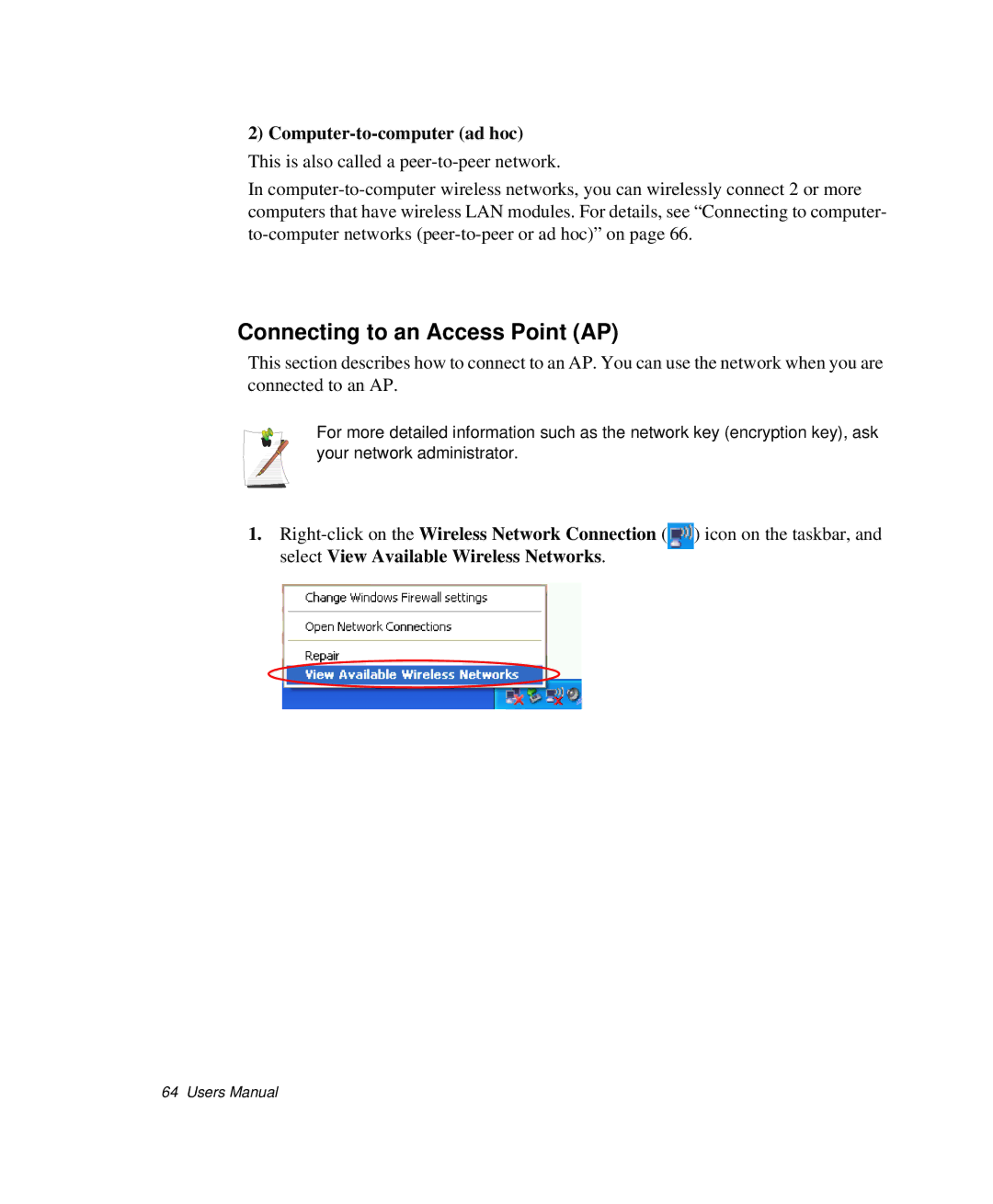 Samsung NP-Q35C000/SEB, NP-Q35-BT1/SEK, NP-Q35BC01/SEK manual Connecting to an Access Point AP 