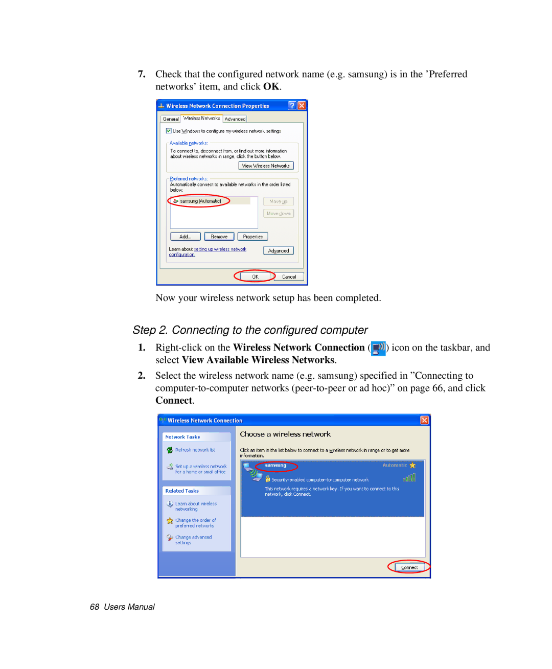 Samsung NP-Q35-BT1/SEK, NP-Q35BC01/SEK, NP-Q35C000/SEB manual Connecting to the configured computer 