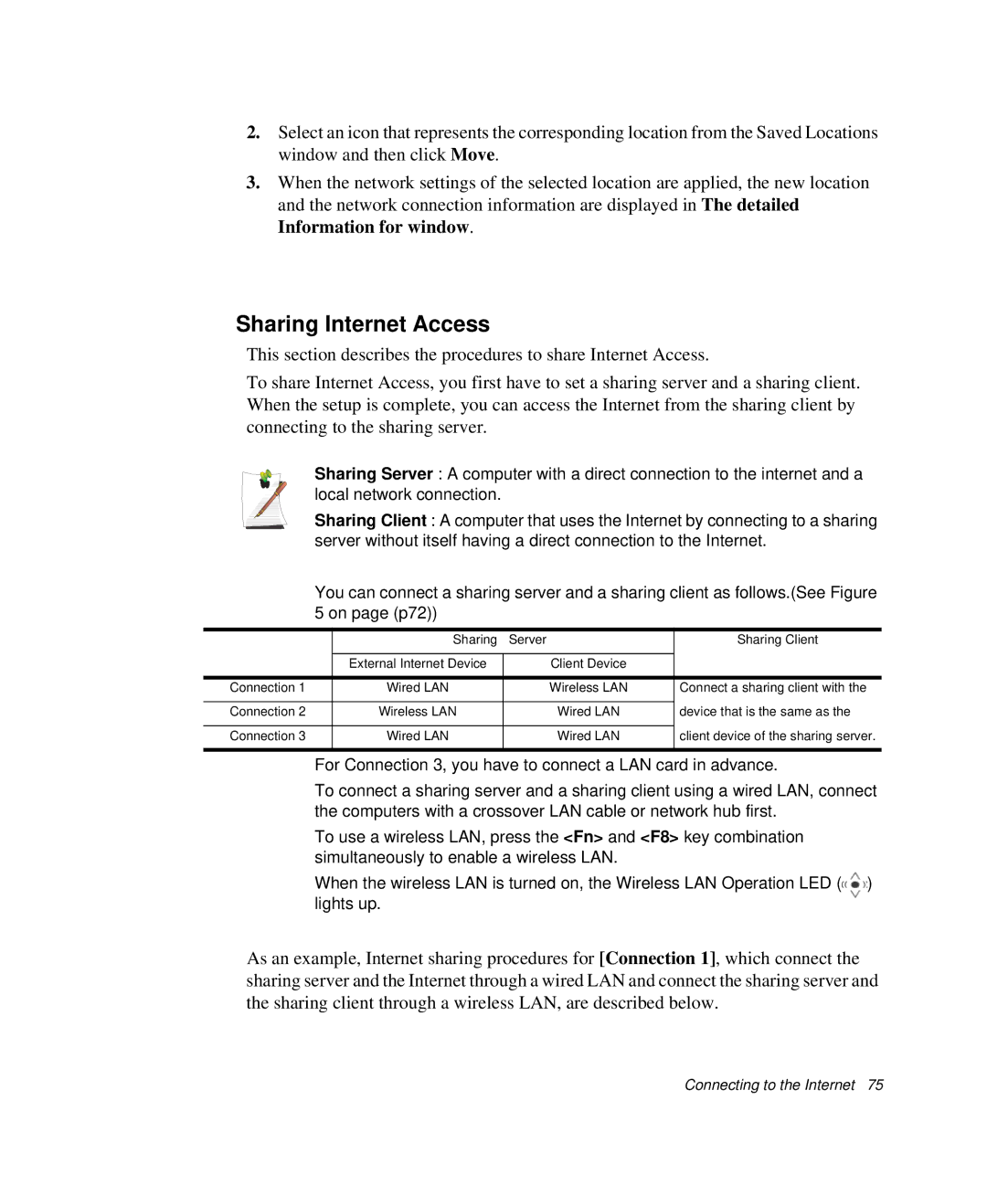 Samsung NP-Q35BC01/SEK, NP-Q35-BT1/SEK, NP-Q35C000/SEB manual Sharing Internet Access 