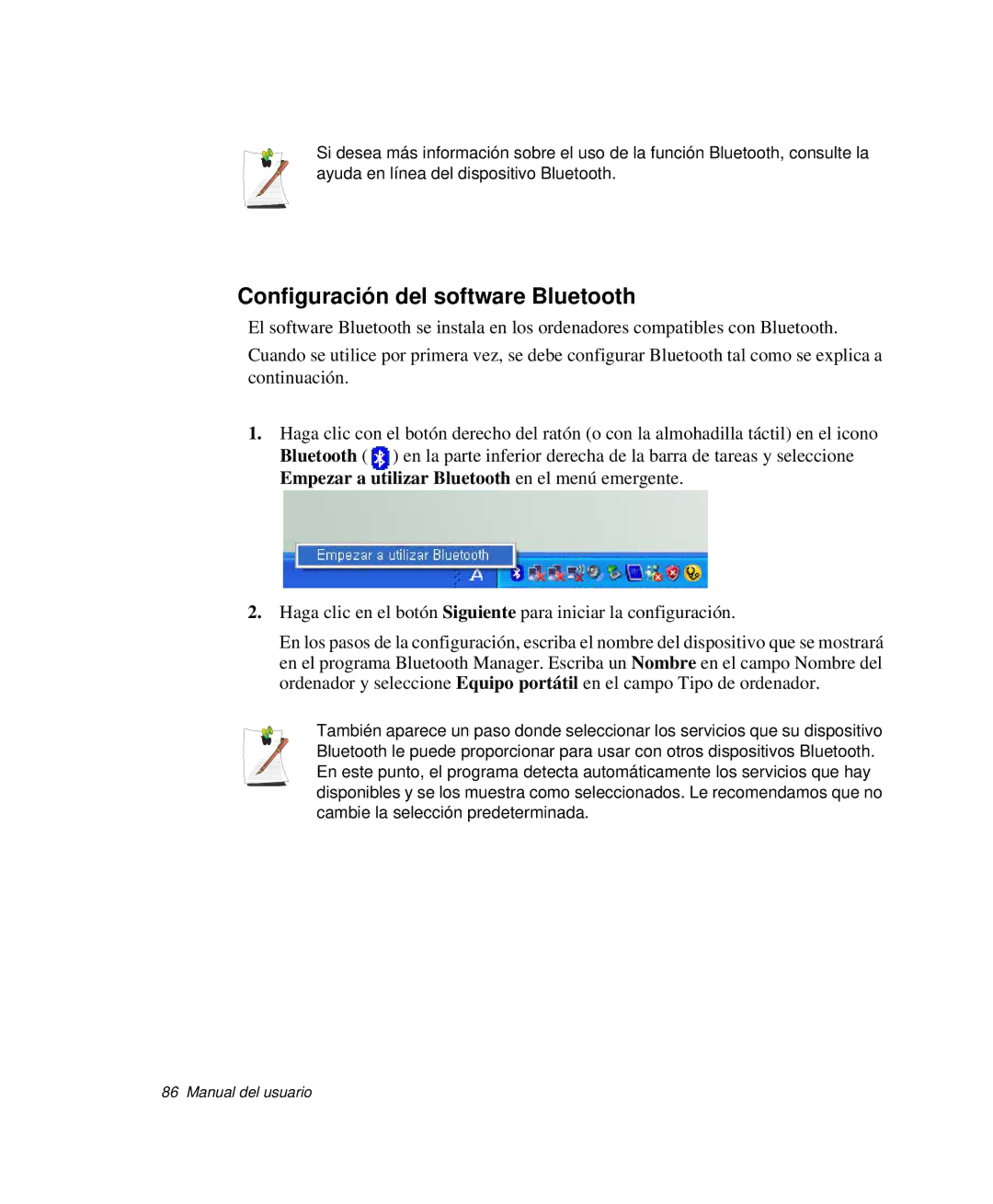 Samsung NP-Q35C002/SES, NP-Q35A000/SES, NP-Q35C005/SES, NP-Q35K000/SES, NP-Q35B000/SES Configuración del software Bluetooth 