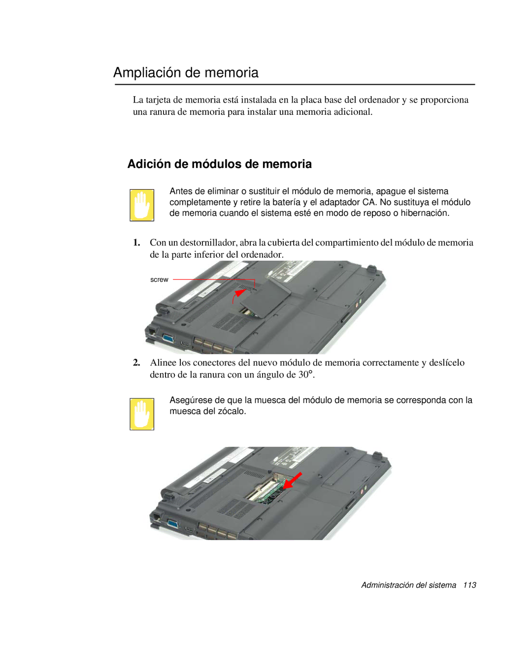 Samsung NP-Q35K000/SES, NP-Q35A000/SES, NP-Q35C005/SES, NP-Q35B000/SES Ampliación de memoria, Adición de módulos de memoria 