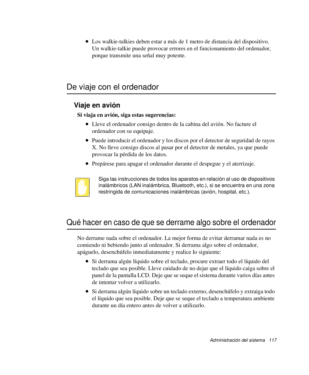 Samsung NP-Q35C003/SES manual De viaje con el ordenador, Qué hacer en caso de que se derrame algo sobre el ordenador 