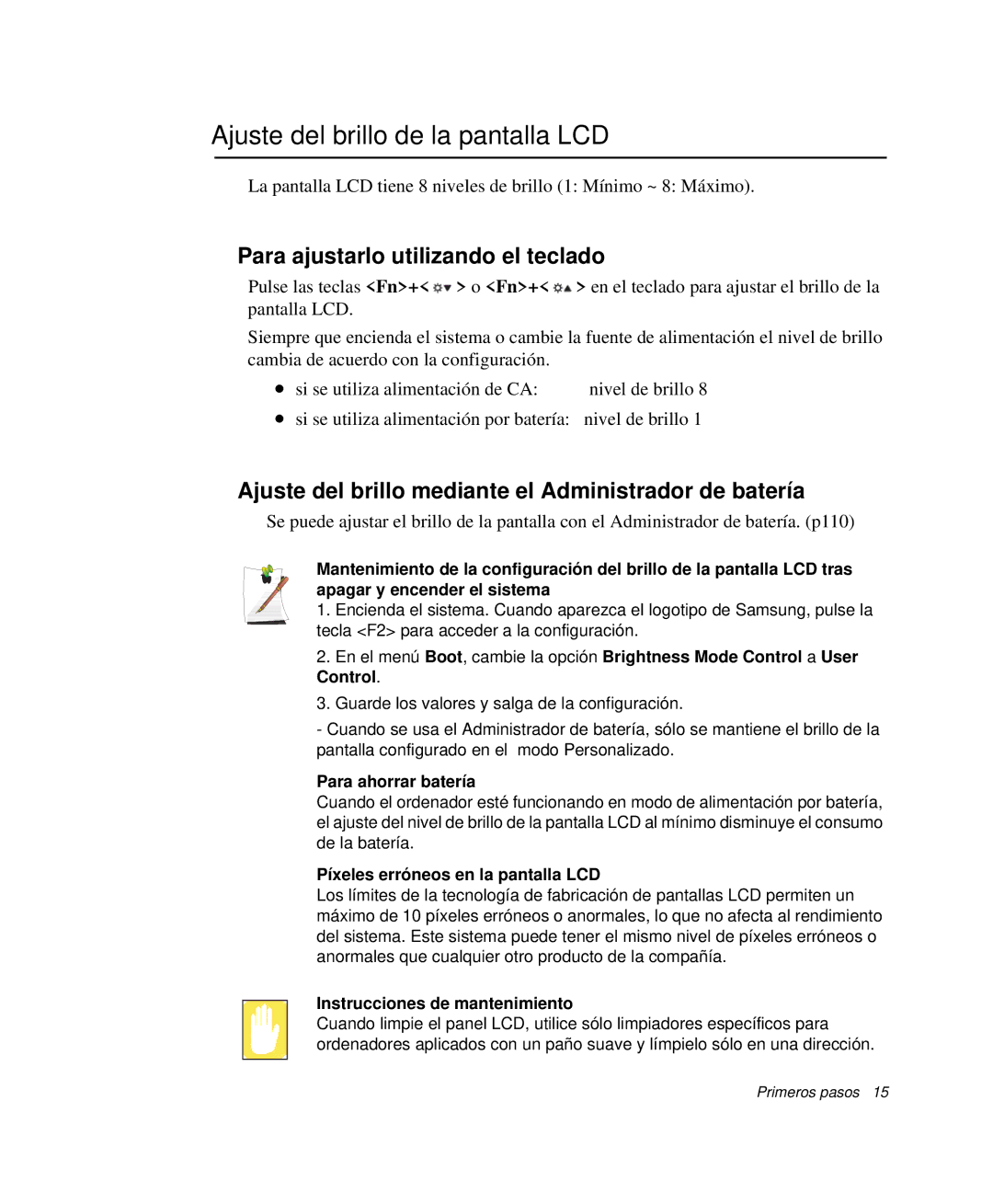 Samsung NP-Q35C006/SES, NP-Q35A000/SES manual Ajuste del brillo de la pantalla LCD, Para ajustarlo utilizando el teclado 