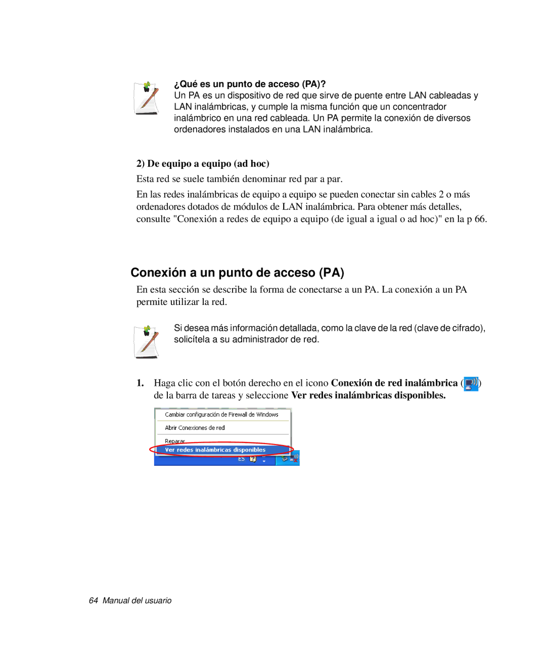 Samsung NP-Q35B000/SES manual Conexión a un punto de acceso PA, De equipo a equipo ad hoc, ¿Qué es un punto de acceso PA? 