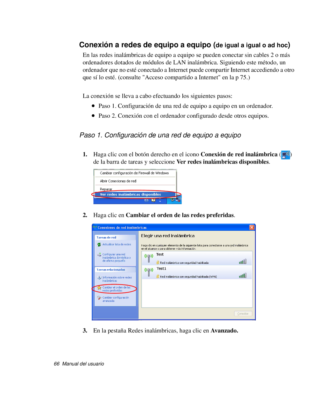 Samsung NP-Q35C002/SES, NP-Q35A000/SES, NP-Q35C005/SES, NP-Q35K000/SES Paso 1. Configuración de una red de equipo a equipo 