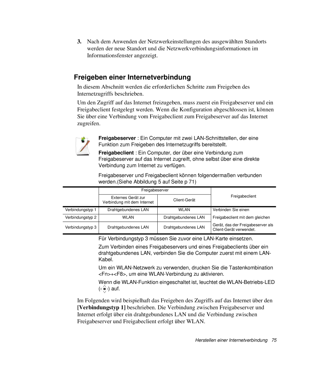 Samsung NP-Q40T002/SEG, NP-Q40T001/SEG, NP-Q40T000/SEG, NP-Q40C000/SEG, NP-Q40B000/SEG Freigeben einer Internetverbindung 