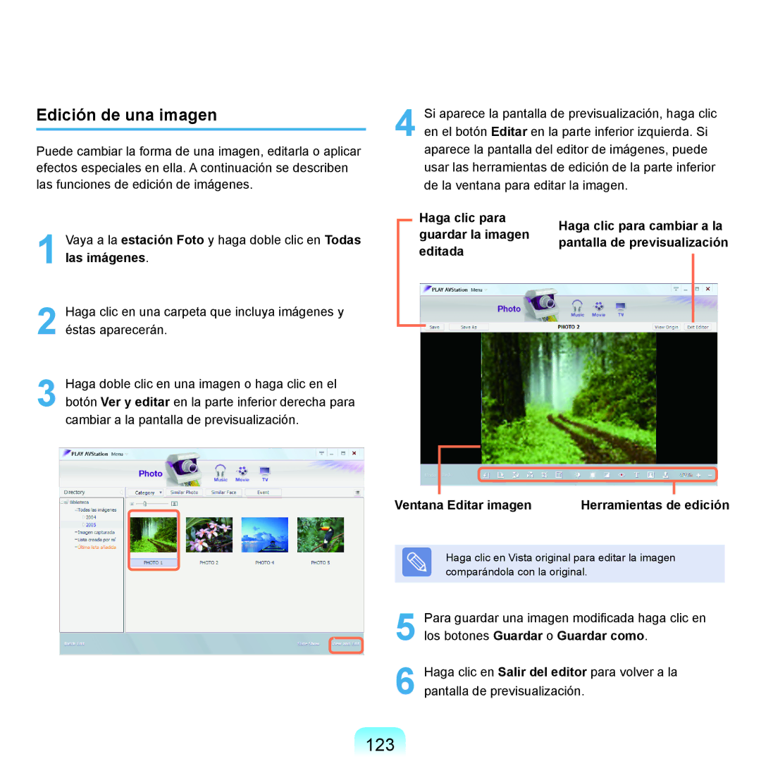 Samsung NP-Q45A002/SES, NP-Q45A001/SES, NP-Q45A003/SES manual 123, Edición de una imagen, Editada, Ventana Editar imagen 