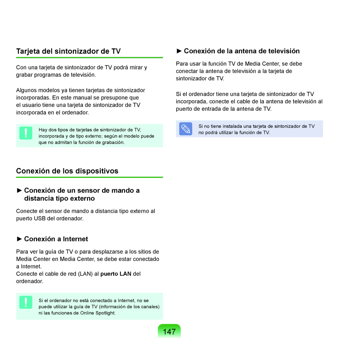 Samsung NP-Q45A005/SES, NP-Q45A001/SES, NP-Q45A003/SES 147, Tarjeta del sintonizador de TV, Conexión de los dispositivos 