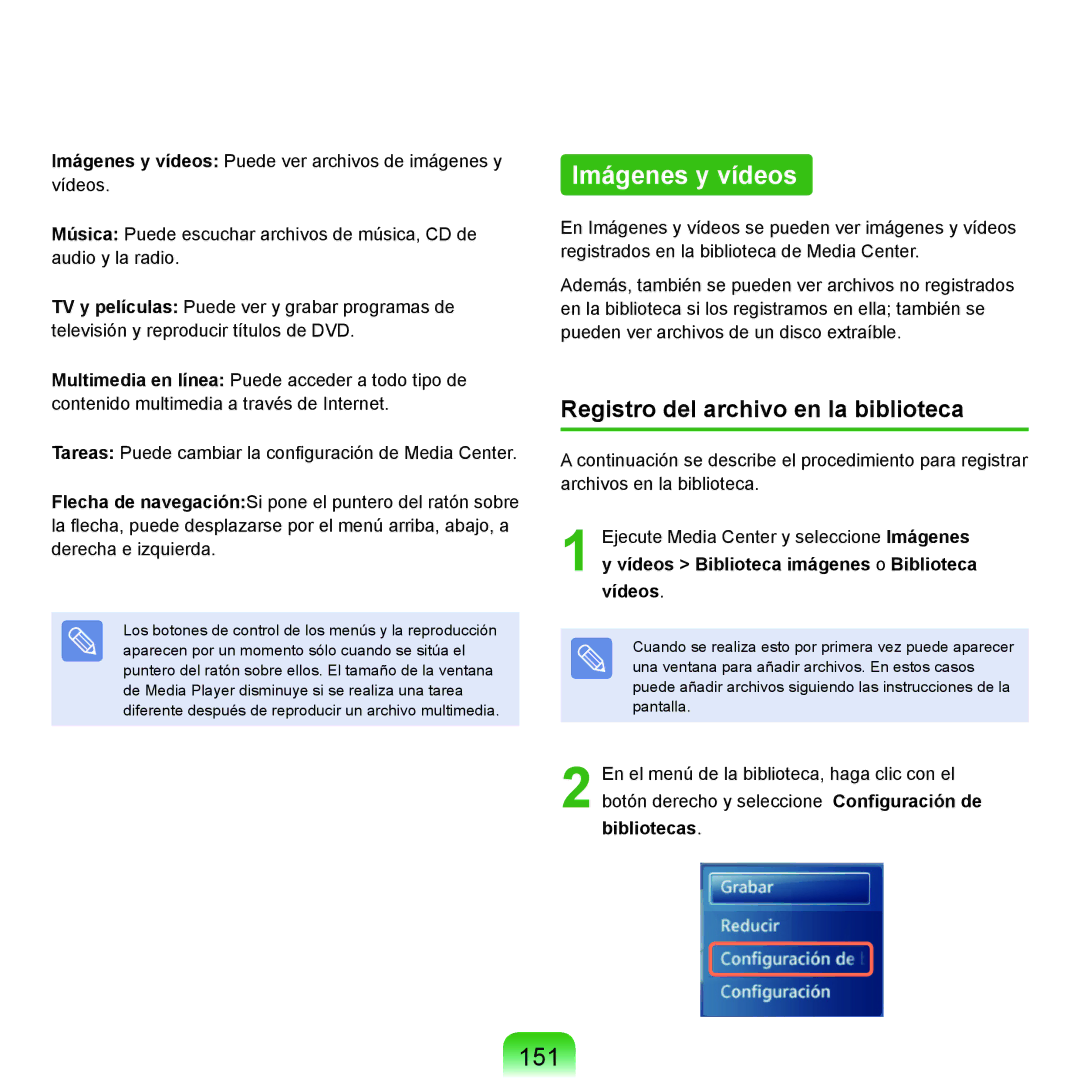 Samsung NP-Q45A008/SES, NP-Q45A001/SES, NP-Q45A003/SES manual Imágenes y vídeos, 151, Registro del archivo en la biblioteca 