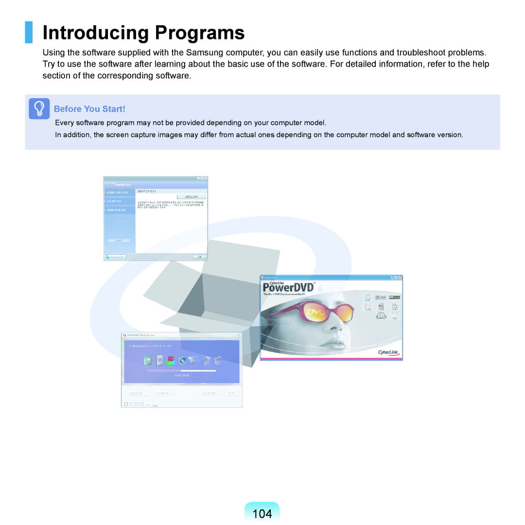 Samsung NP-Q45AV01/SPL manual Introducing Programs, 10 