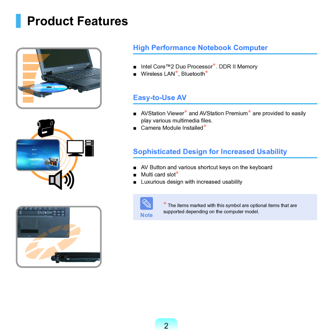 Samsung NP-Q45AV01/SPL manual Product Features, High Performance Notebook Computer, Easy-to-Use AV 