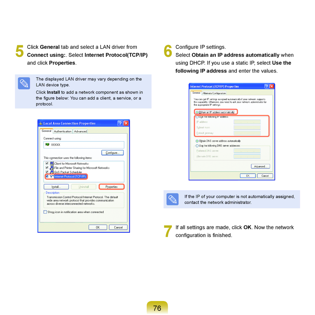 Samsung NP-Q45AV01/SPL manual Configure IP settings 