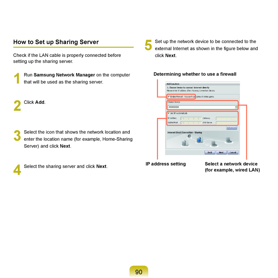 Samsung NP-Q45AV01/SPL manual How to Set up Sharing Server 