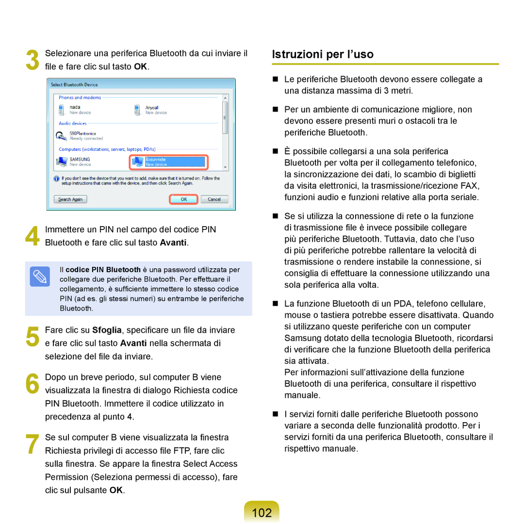 Samsung NP-Q45T000/SEI, NP-Q45AV02/SEG, NP-Q45F000/SEI, NP-Q45A002/SEI, NP-Q45T002/SEI manual 102, Istruzioni per l’uso 