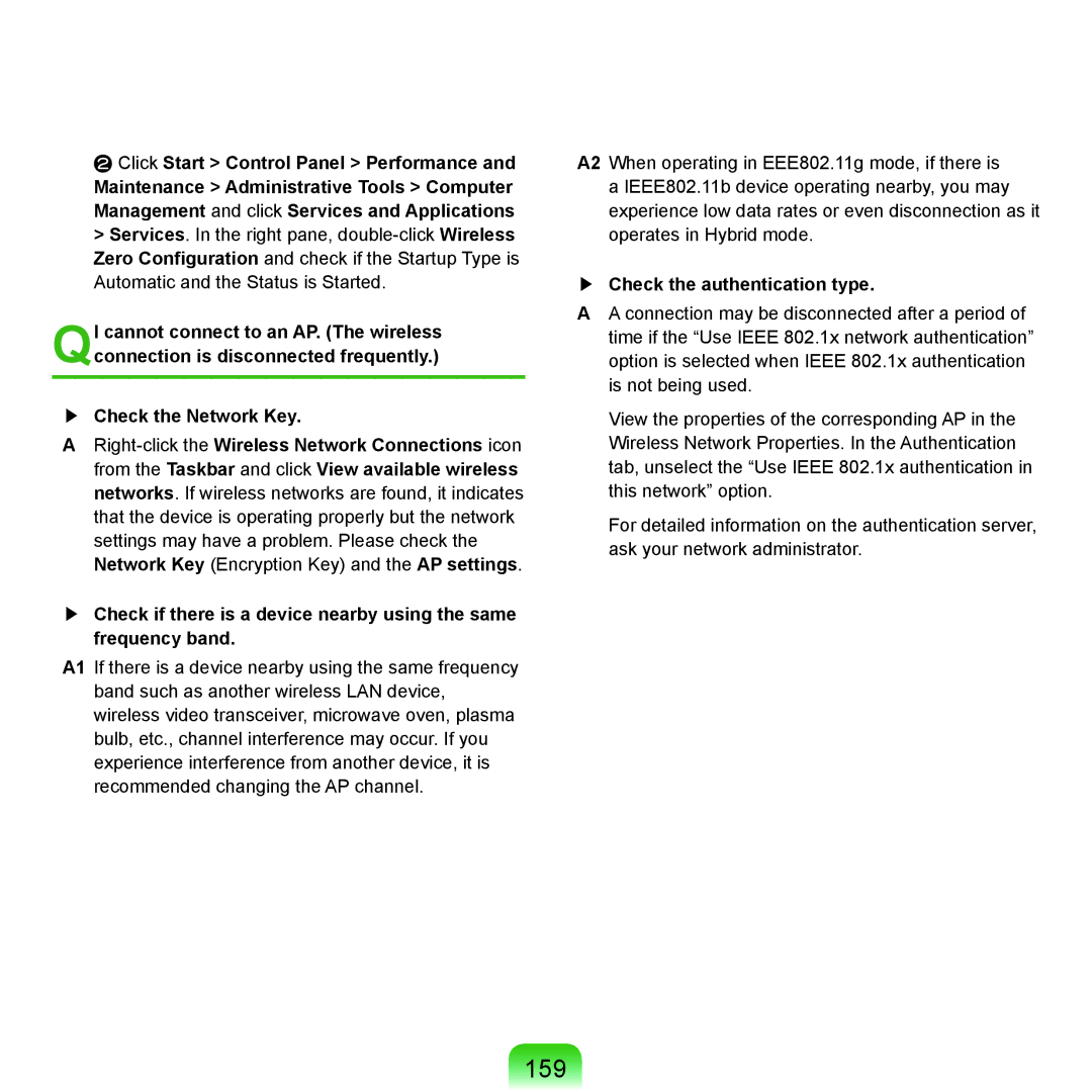 Samsung NP-Q45AVB1/SEK, NP-Q45AV02/SEB manual 159, Check the authentication type 