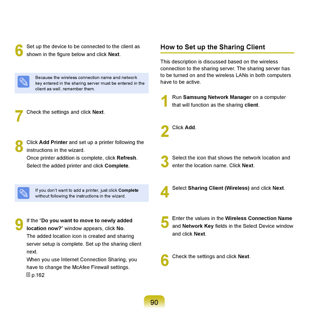 Samsung NP-Q45AV02/SEB, NP-Q45AVB1/SEK manual How to Set up the Sharing Client 