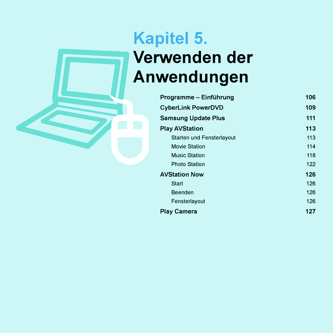 Samsung NP-Q45A008/SEG, NP-Q45F001/SEG, NP-Q45A006/SEG, NP-Q45AV02/SEG, NP-Q45A009/SEG manual Verwenden der Anwendungen 