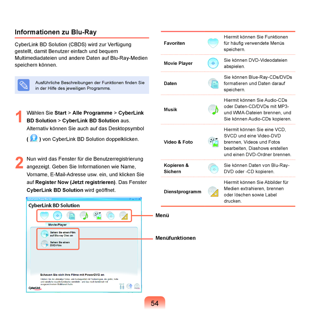 Samsung NP-Q45AV05/SEG, NP-Q45F001/SEG, NP-Q45A008/SEG, NP-Q45A006/SEG, NP-Q45AV02/SEG manual Informationen zu Blu-Ray 