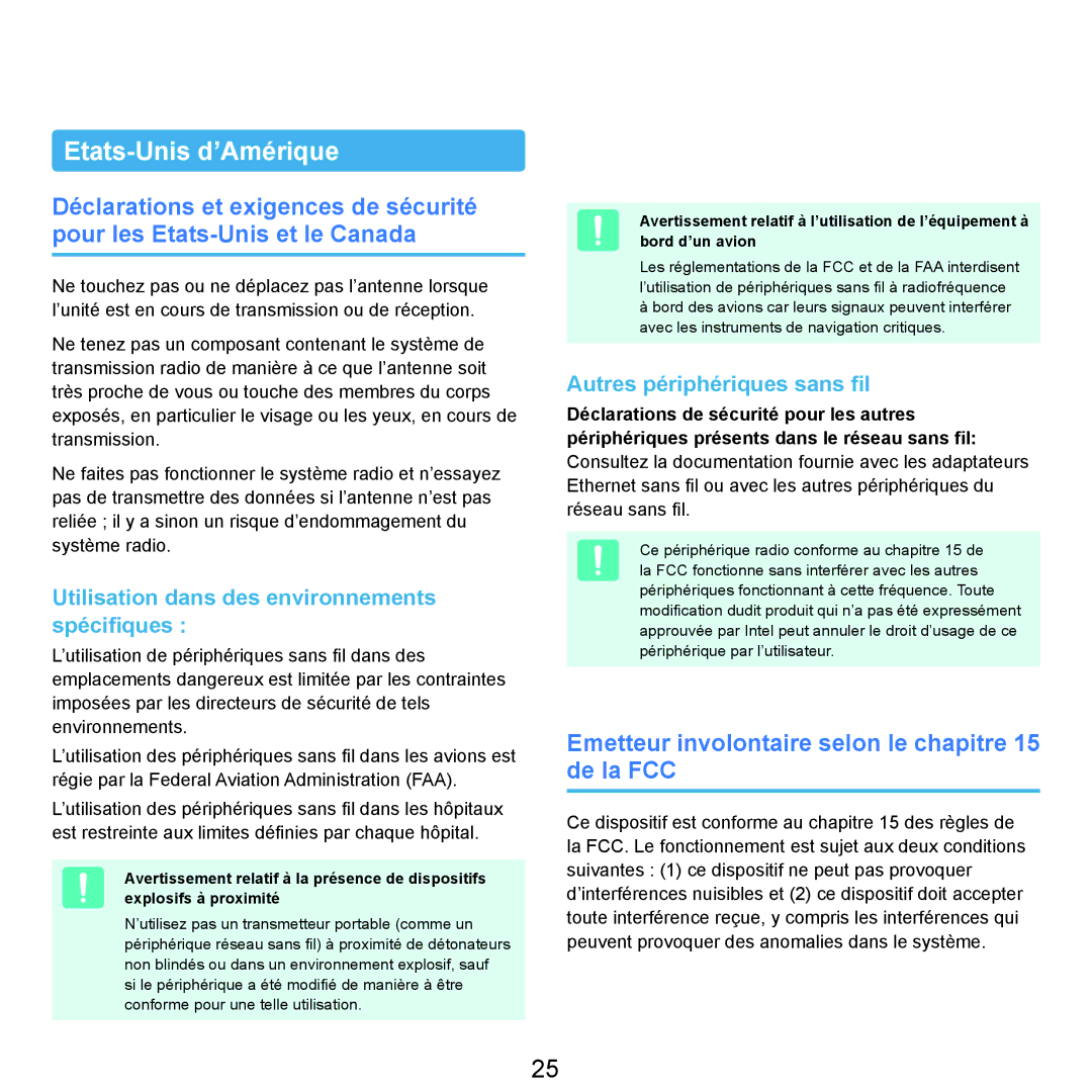 Samsung NP-Q45AV08/SEF, NP-Q45T000/SEF manual Etats-Unis d’Amérique, Emetteur involontaire selon le chapitre 15 de la FCC 