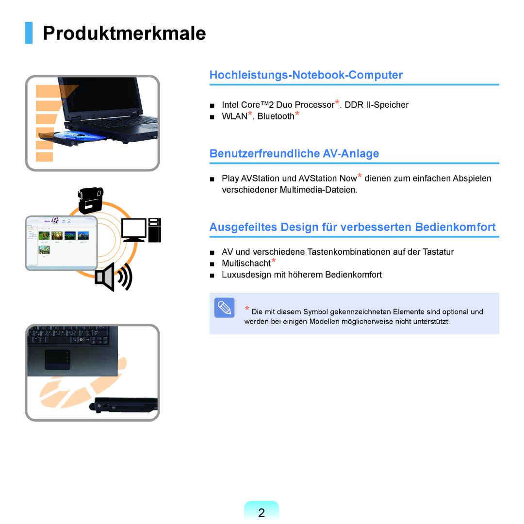 Samsung NP-Q70AV04/SEG, NP-Q70A000/SEG Produktmerkmale, Hochleistungs-Notebook-Computer, Benutzerfreundliche AV-Anlage 