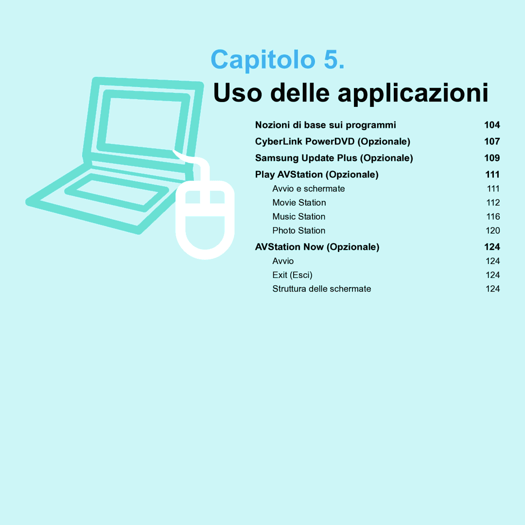 Samsung NP-Q70A000/SEI manual Uso delle applicazioni 