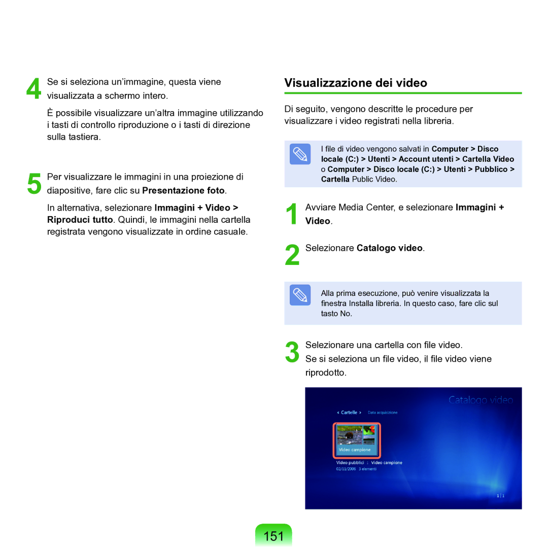 Samsung NP-Q70A000/SEI manual 151, Visualizzazione dei video 