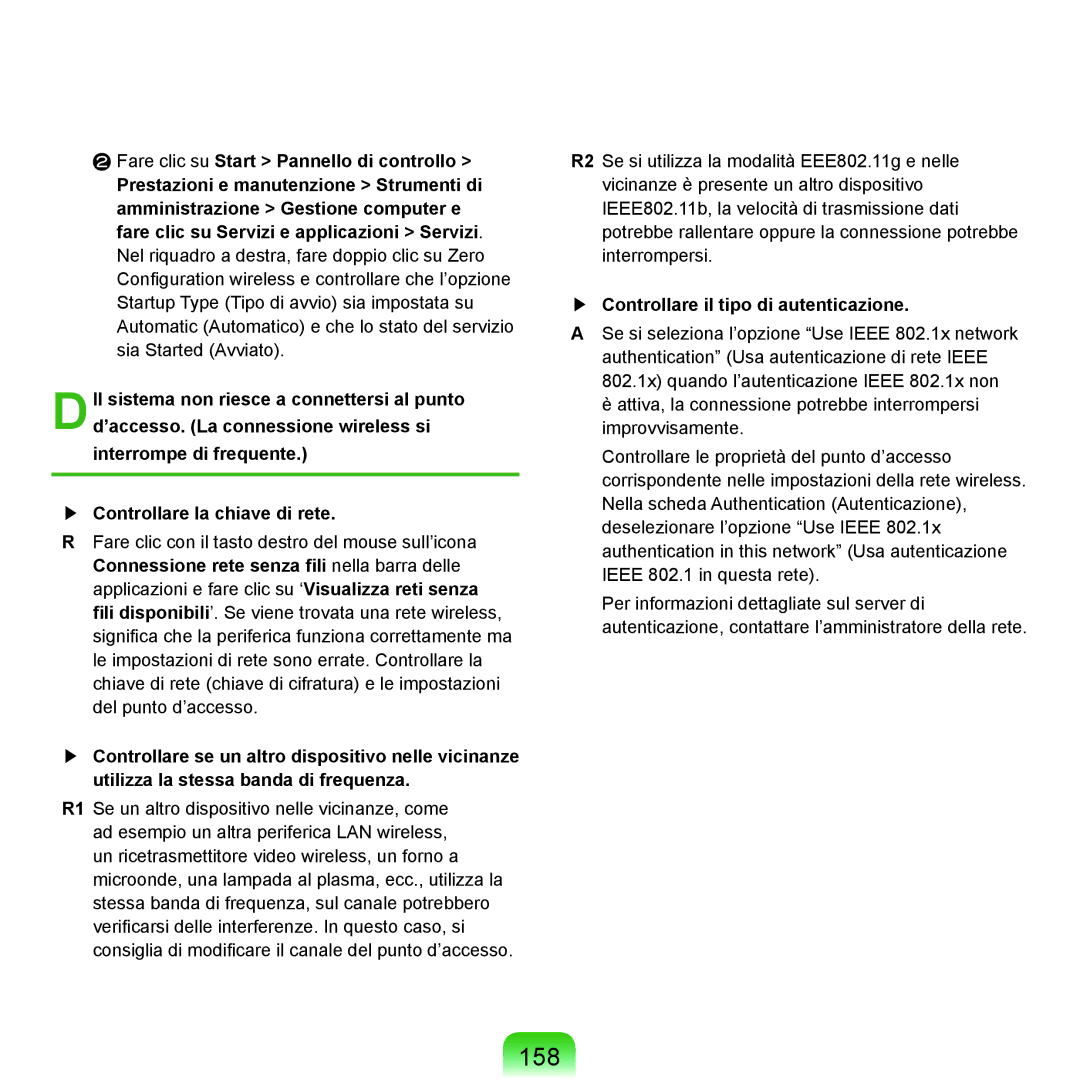 Samsung NP-Q70A000/SEI manual 158, Controllare il tipo di autenticazione 