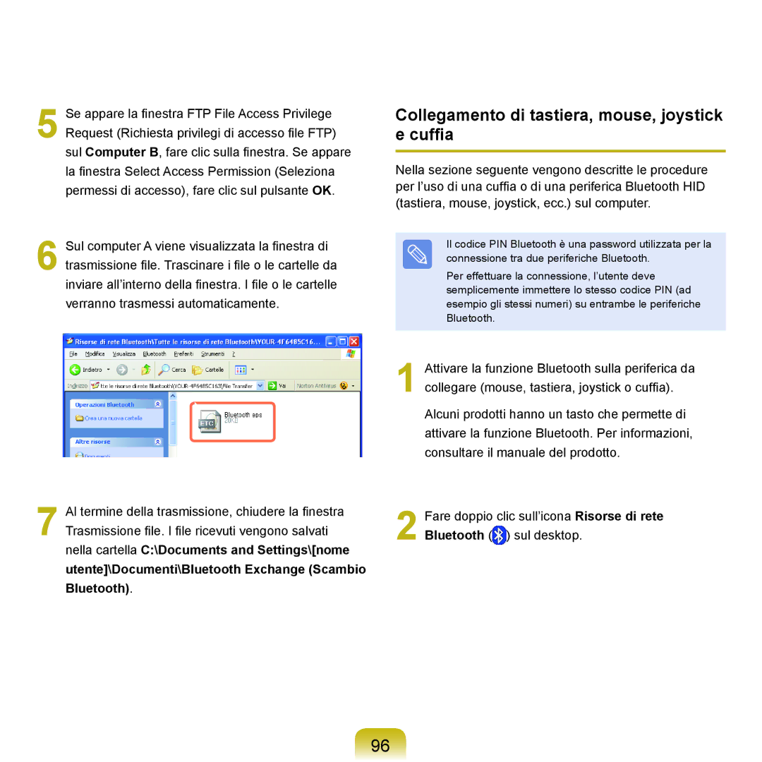 Samsung NP-Q70A000/SEI manual Collegamento di tastiera, mouse, joystick e cuffia 