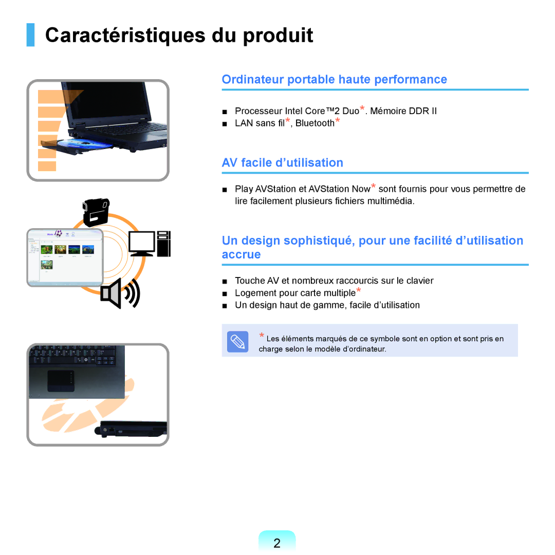 Samsung NP-Q70AV02/SEF manual Caractéristiques du produit, Ordinateur portable haute performance, AV facile d’utilisation 