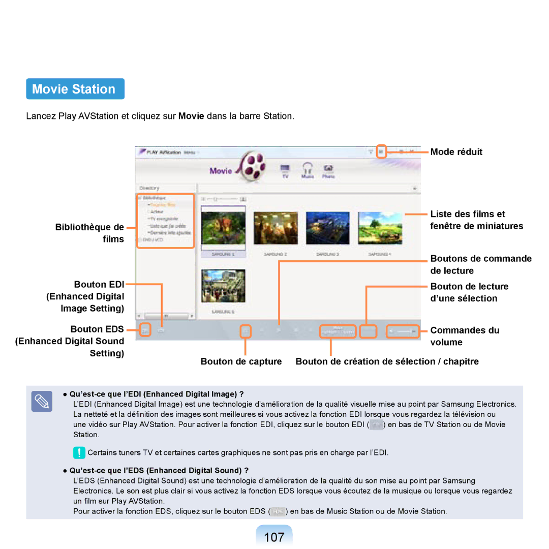 Samsung NP-R20F001/SEF, NP-R20A000/SEF, NP-R20F000/SEF Movie Station, 107, Qu’est-ce que l’EDI Enhanced Digital Image ? 