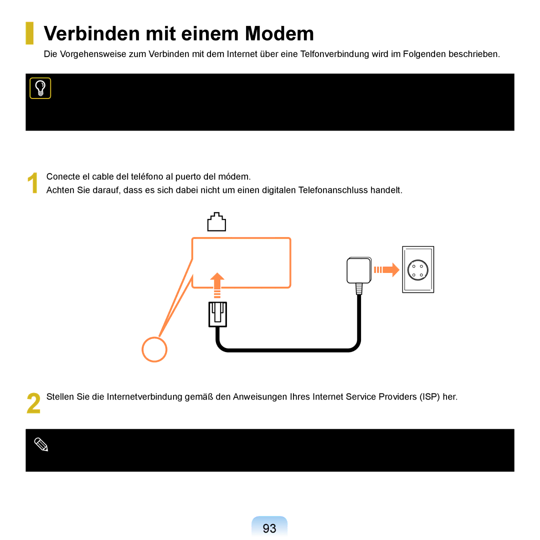 Samsung NP-R20F000/SEG, NP-R20F002/SEG, NP-R20F003/SEG, NP-R20F001/SEG, NP-R20A000/SEG manual Verbinden mit einem Modem 