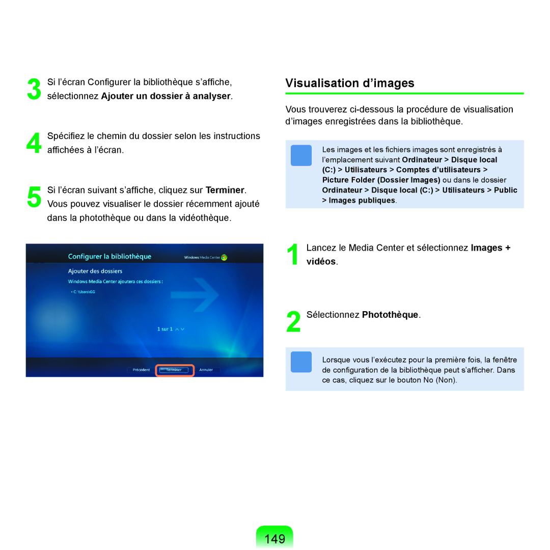 Samsung NP-R25A001/SEF, NP-R25A000/SEF manual 149, Visualisation d’images 