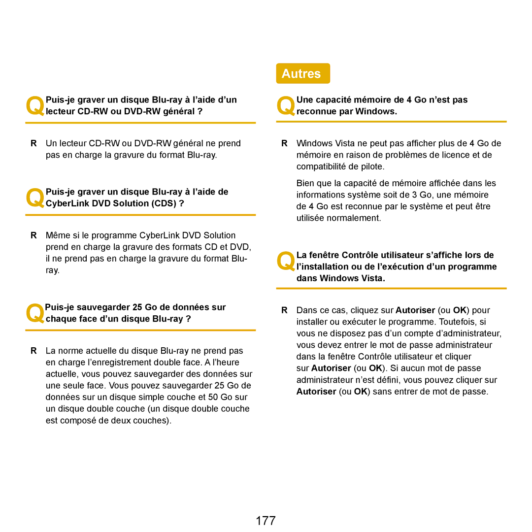 Samsung NP-R25A001/SEF, NP-R25A000/SEF manual Autres, 177 