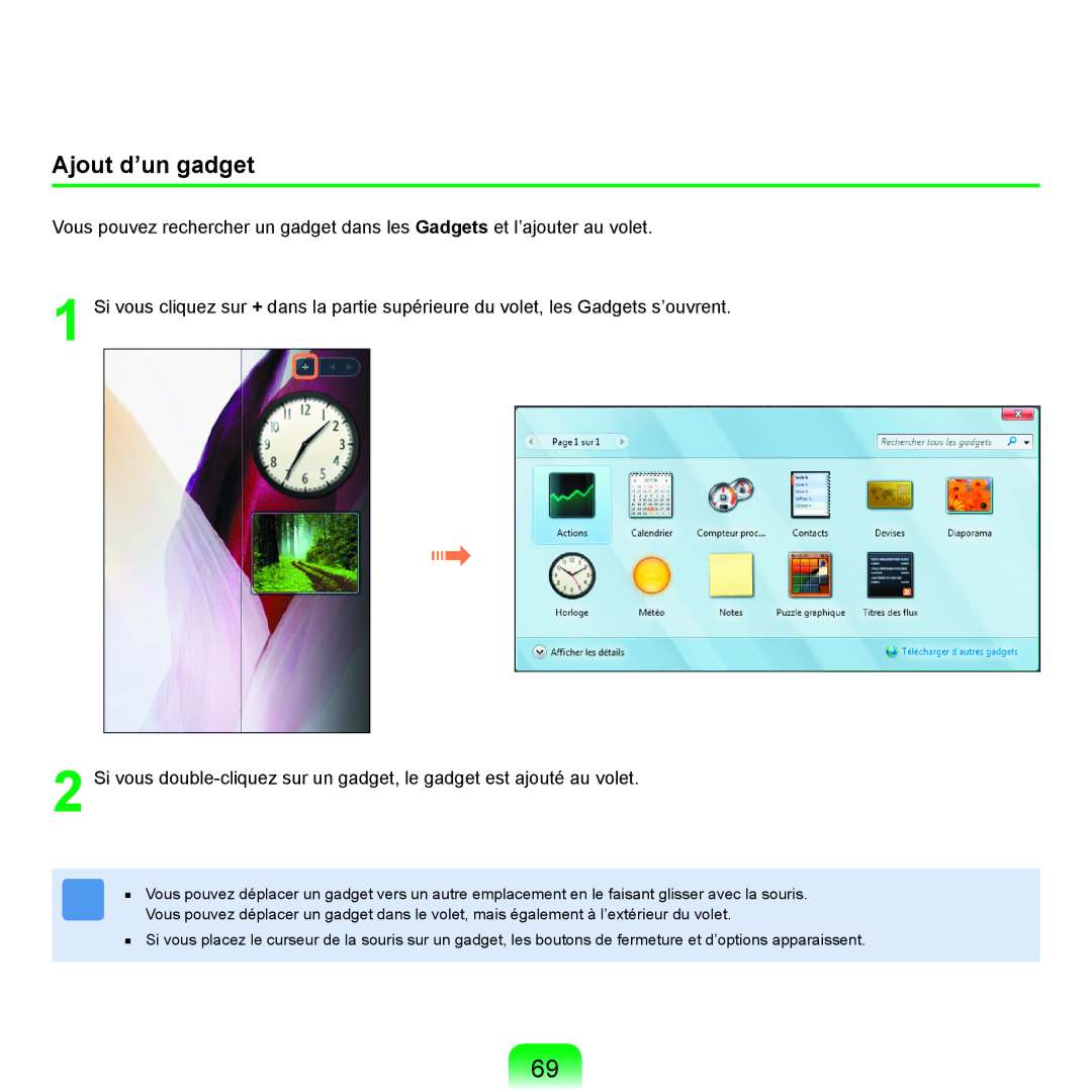 Samsung NP-R25A001/SEF, NP-R25A000/SEF manual Ajout d’un gadget 