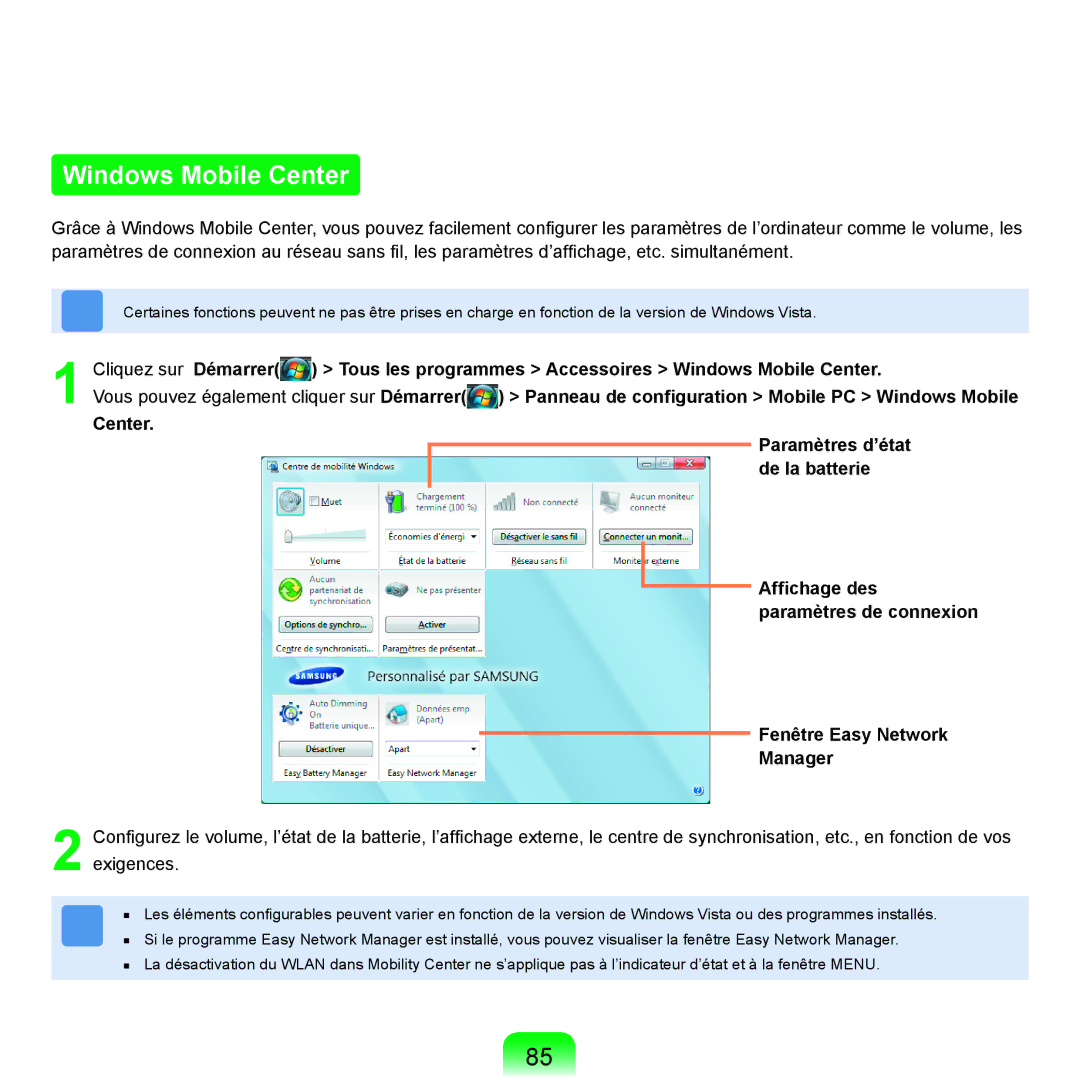 Samsung NP-R25A001/SEF, NP-R25A000/SEF manual Windows Mobile Center 