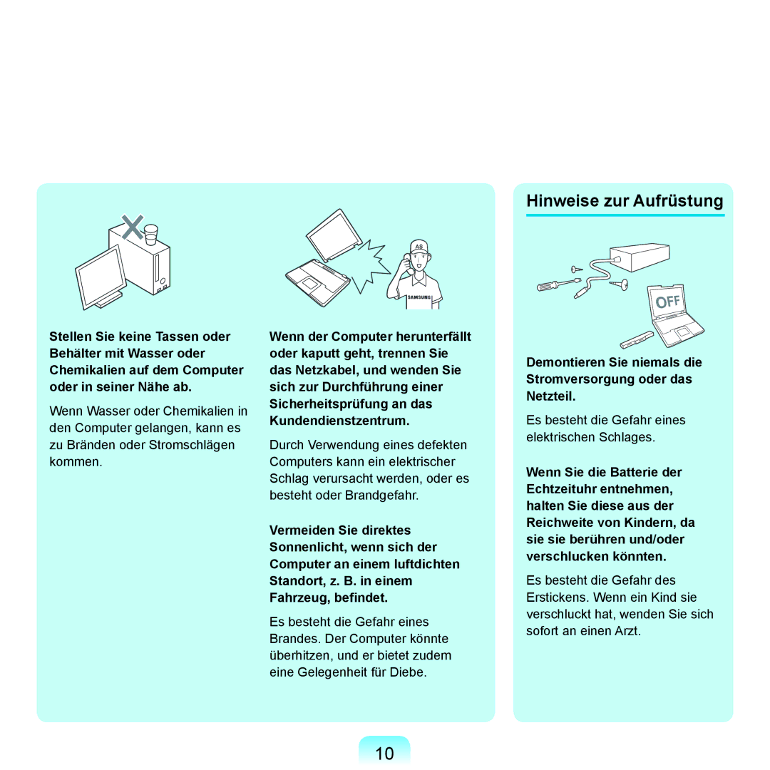 Samsung NP-R25F000/SEG, NP-R25A001/SEG, NP-R25A000/SEG manual Hinweise zur Aufrüstung 