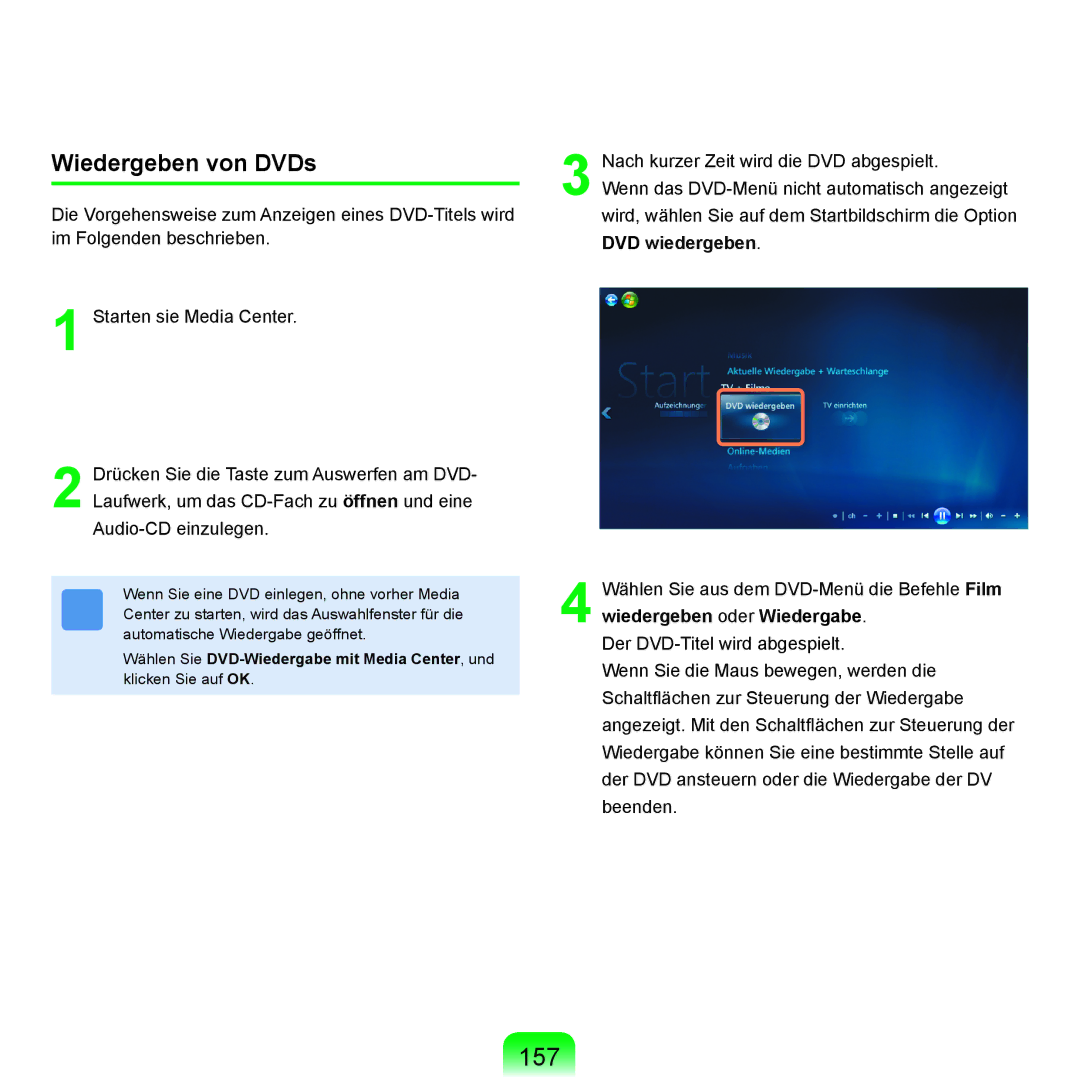 Samsung NP-R25F000/SEG, NP-R25A001/SEG, NP-R25A000/SEG manual 157, Wiedergeben von DVDs 