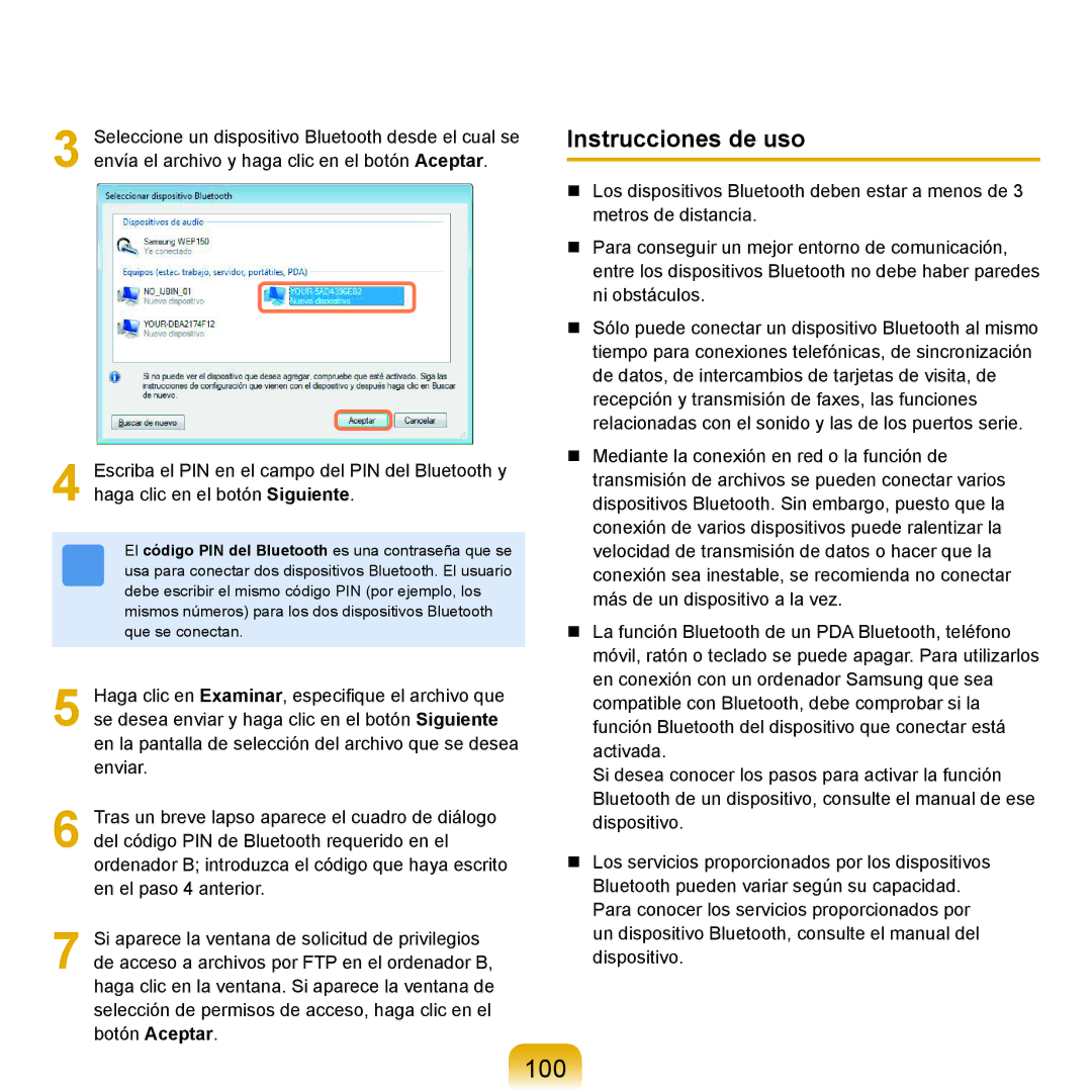 Samsung NP-R25A000/SES, NP-R25A001/SES manual 100, Instrucciones de uso 