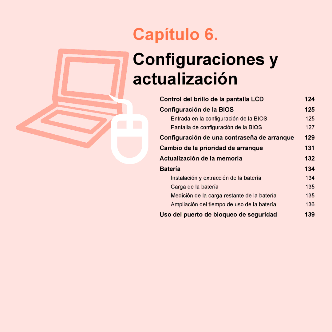 Samsung NP-R25A001/SES, NP-R25A000/SES manual Conﬁguraciones y actualización 