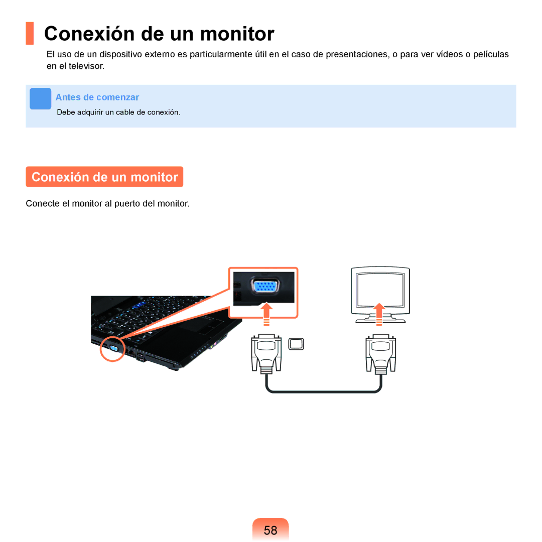 Samsung NP-R25A000/SES, NP-R25A001/SES manual Conexión de un monitor 