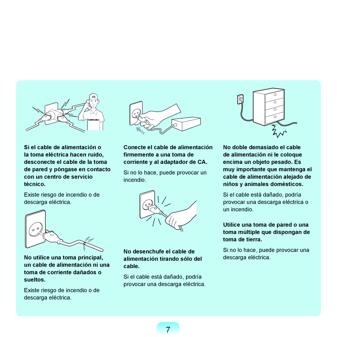 Samsung NP-R25A001/SES, NP-R25A000/SES manual Si no lo hace, puede provocar un incendio 